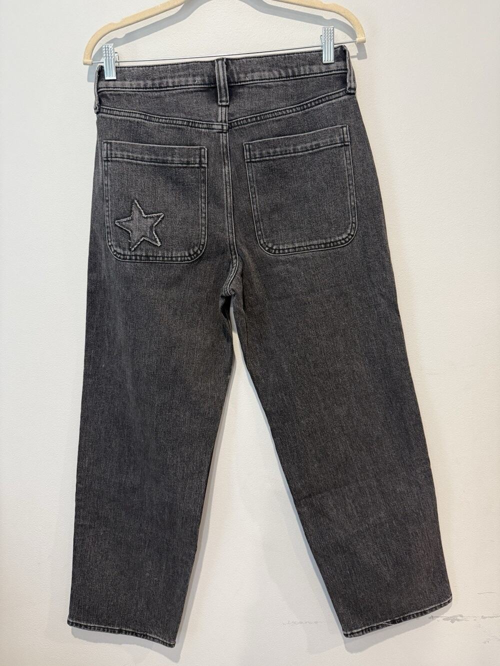 NWT Hollister Men's Baggy 29x30 Black Denim Jeans Star Embroidery Stretch Skater